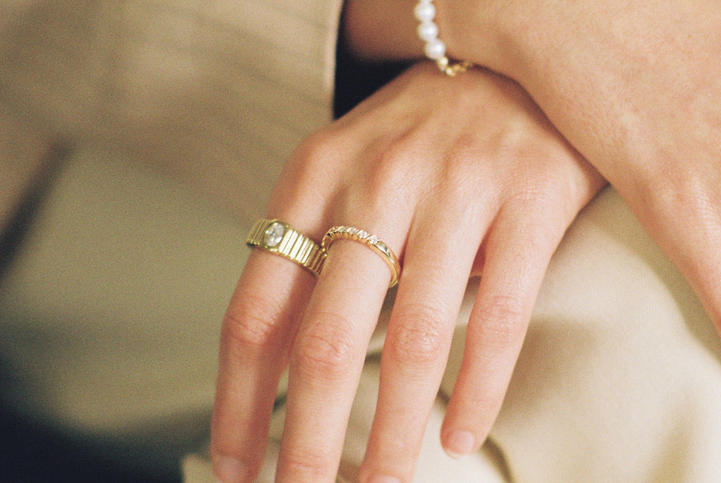 Gold Ribbed Ring