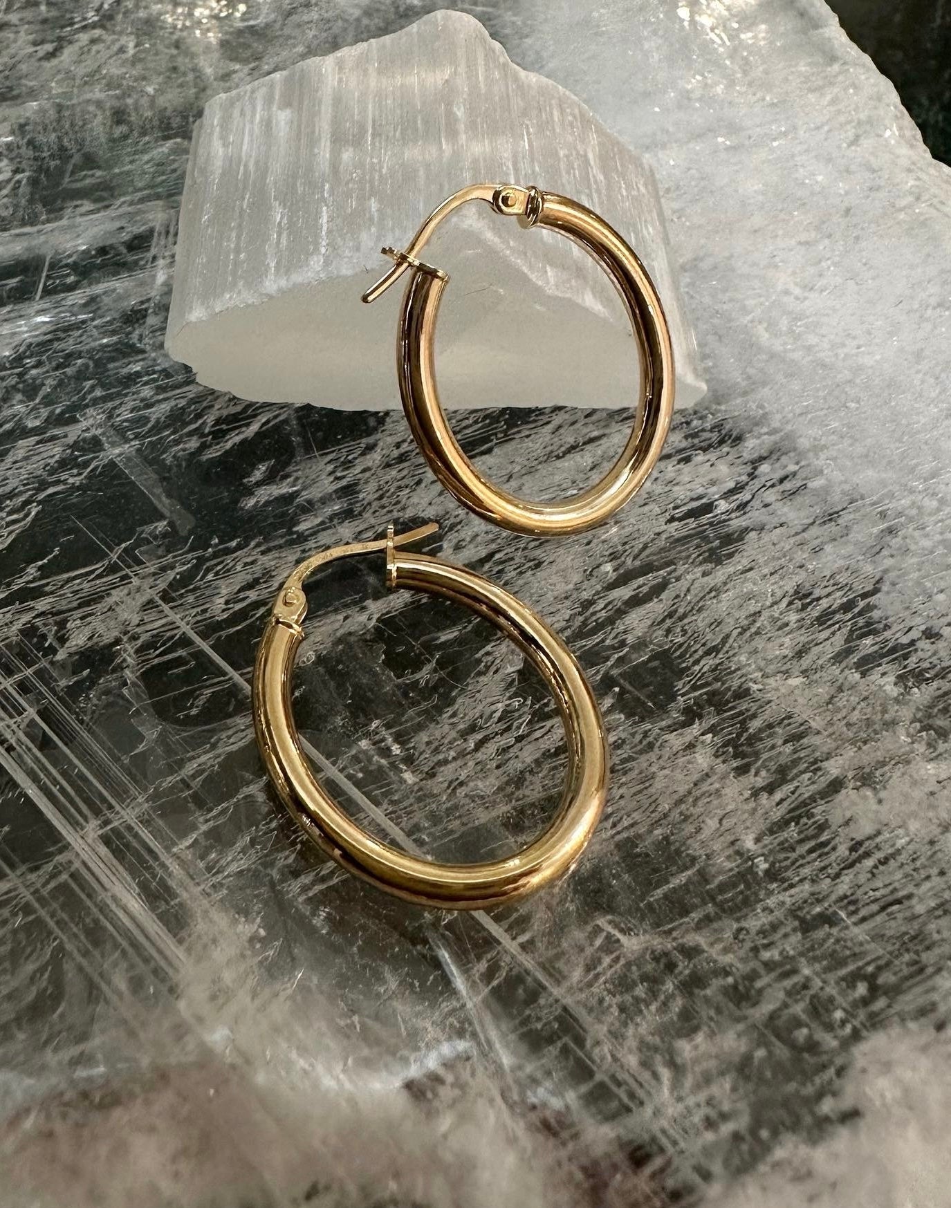 Gold Oval Hoop Earrings