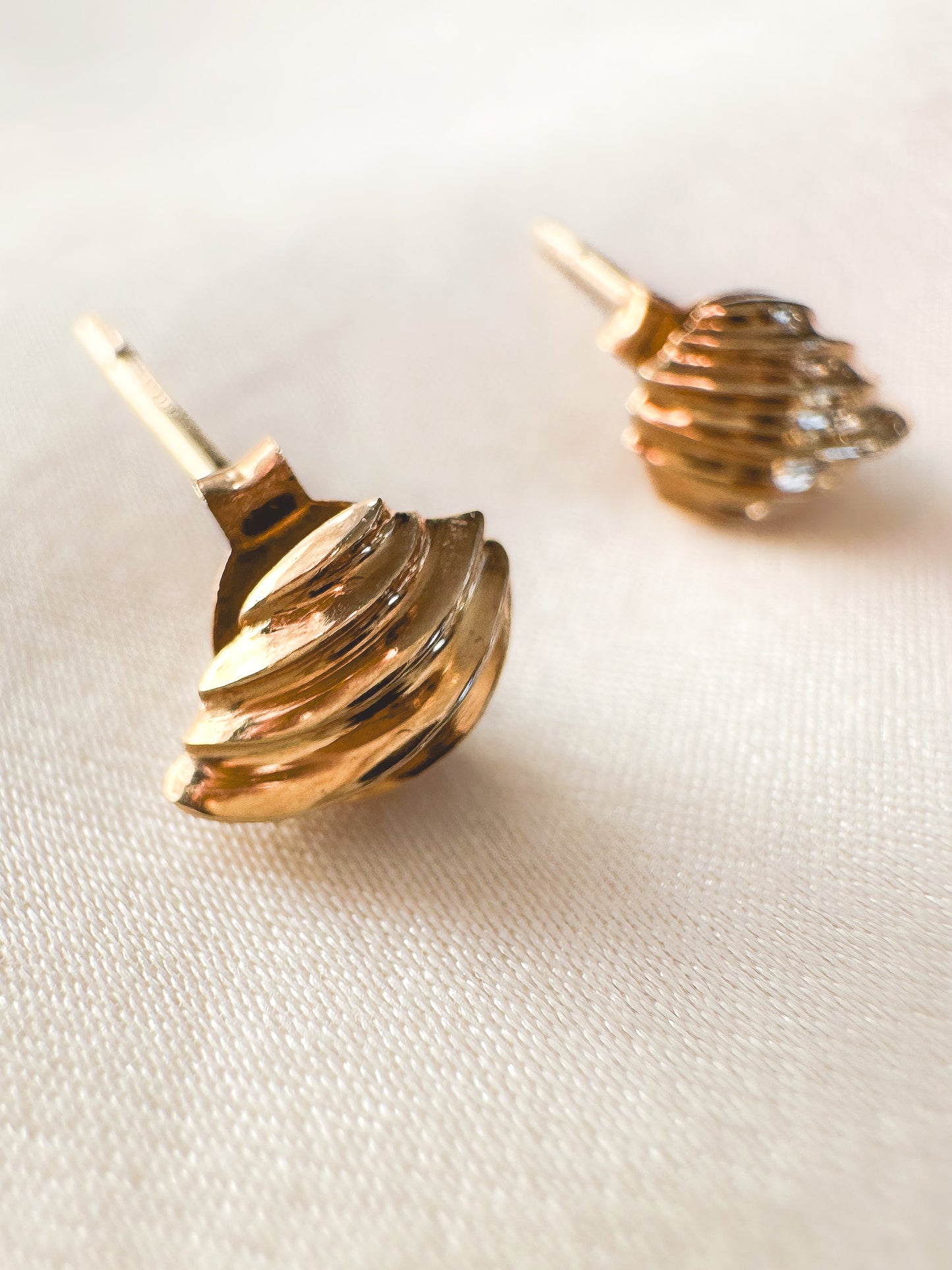 Gold Scallop Stud Earrings