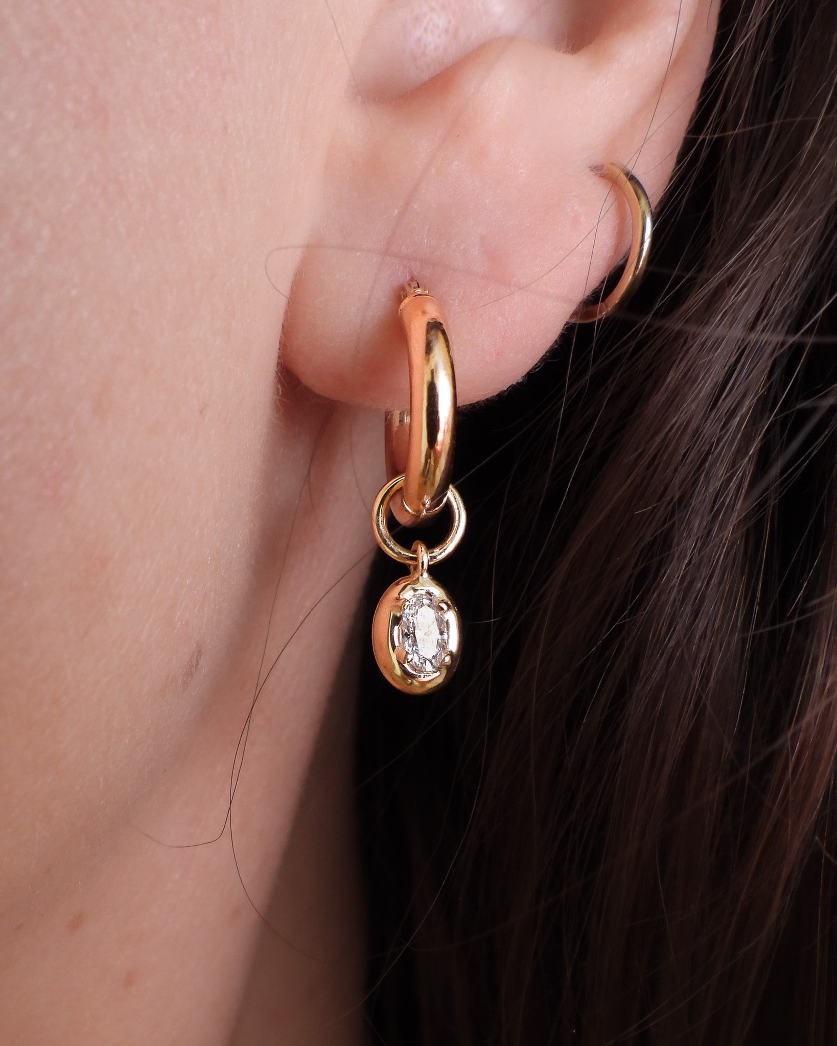 gold hoop earrings with diamond charms 6