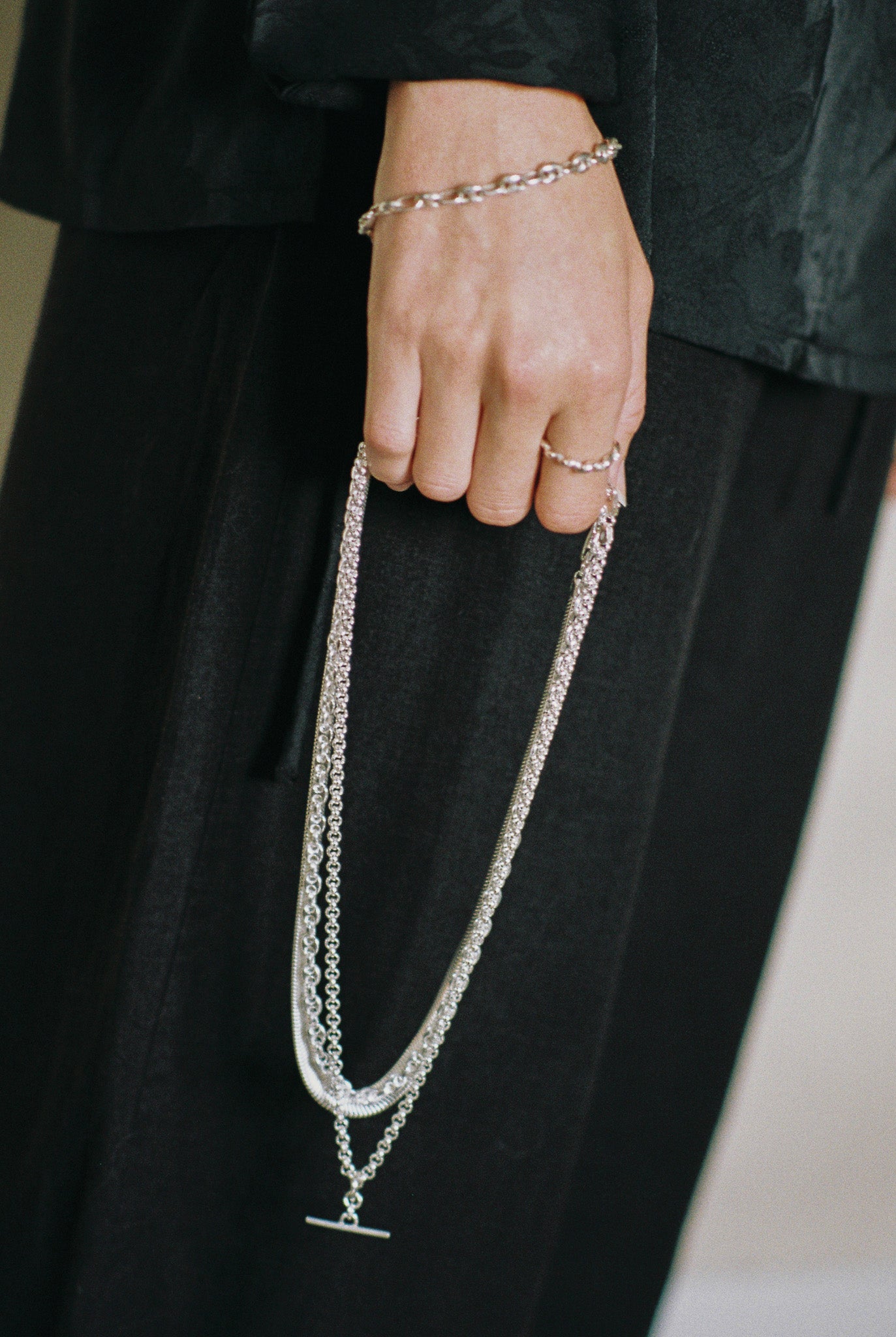 Silver T-bar Chain Necklace