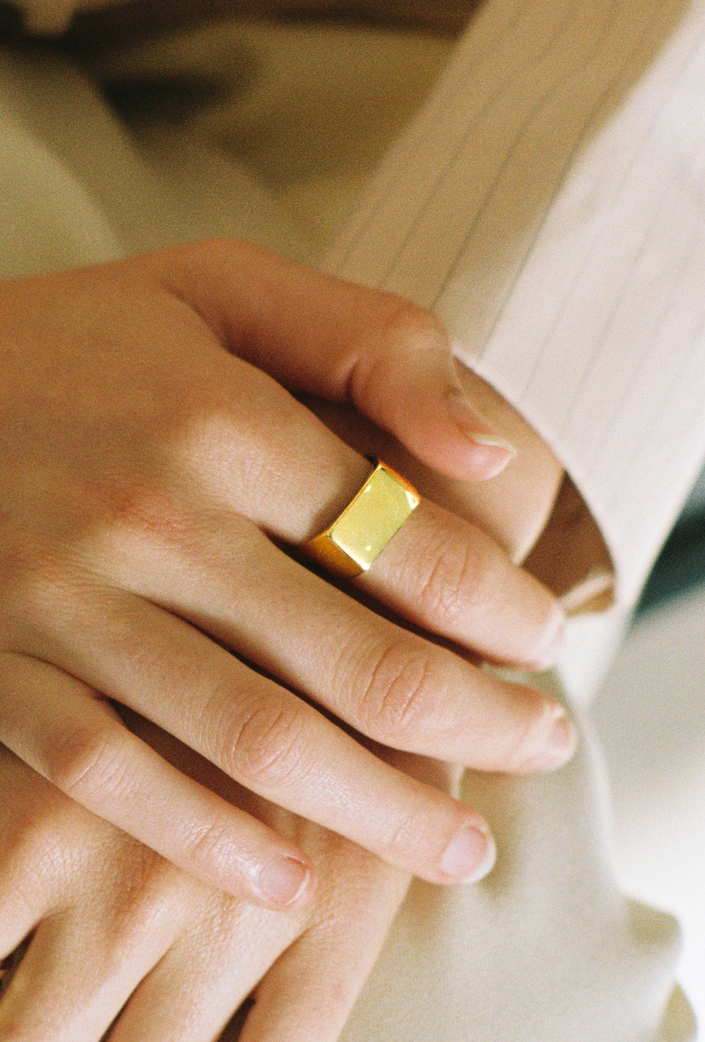 Gold Rectangular Signet Ring