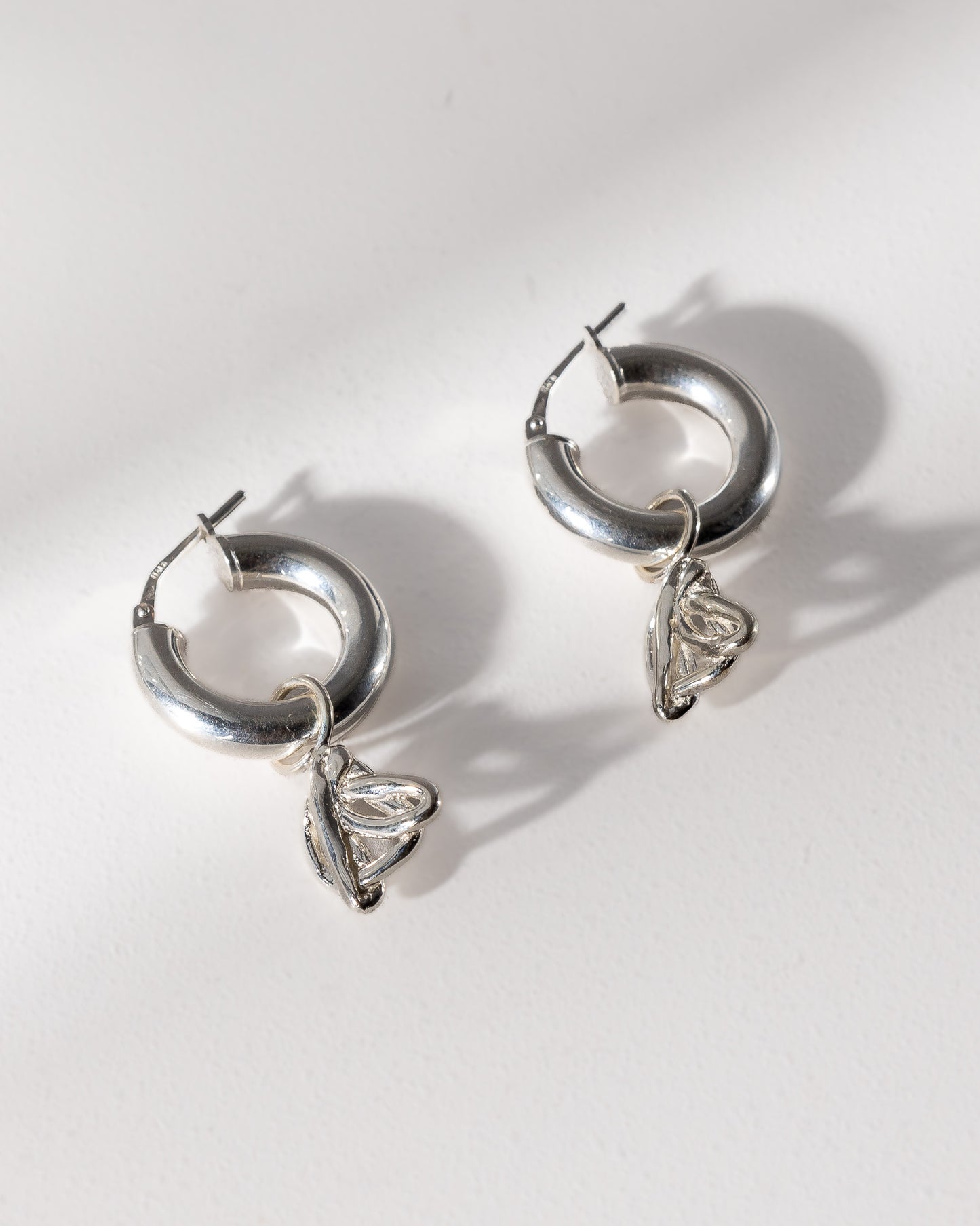 Silver Scribble Hoop Earrings