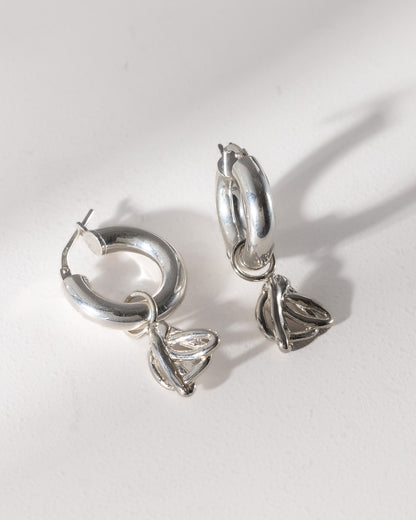 Silver Scribble Hoop Earrings