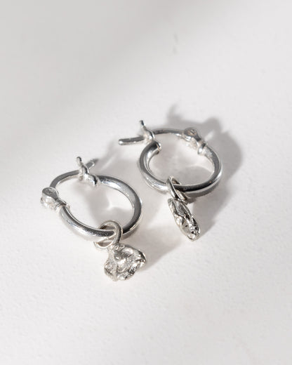 Silver Melt Charm Hoop Earrings