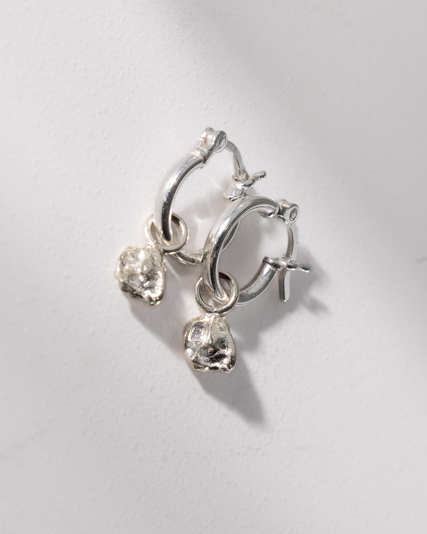 Silver Melt Charm Hoop Earrings