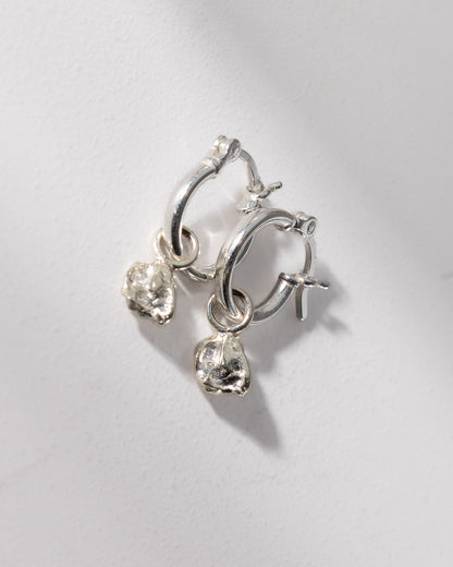 Silver Melt Charm Hoop Earrings