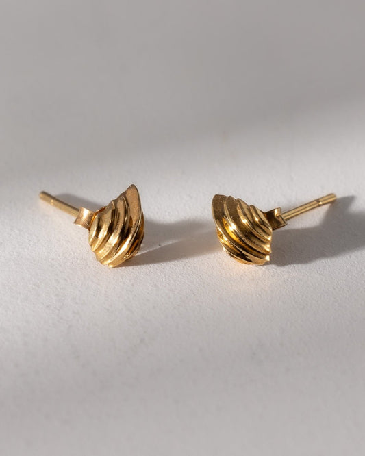 Gold Scallop Stud Earrings