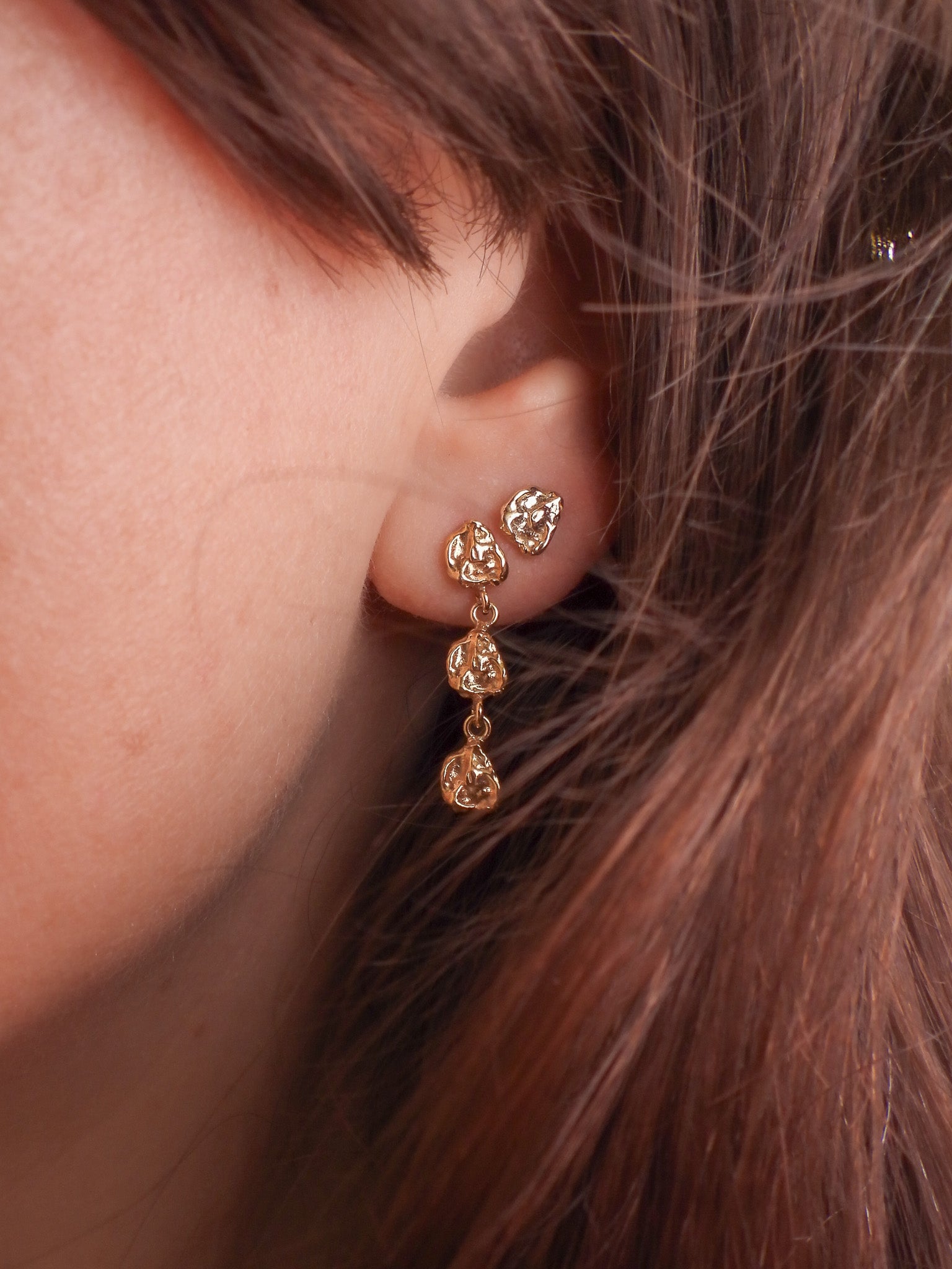 Gold Melted Stud Earrings
