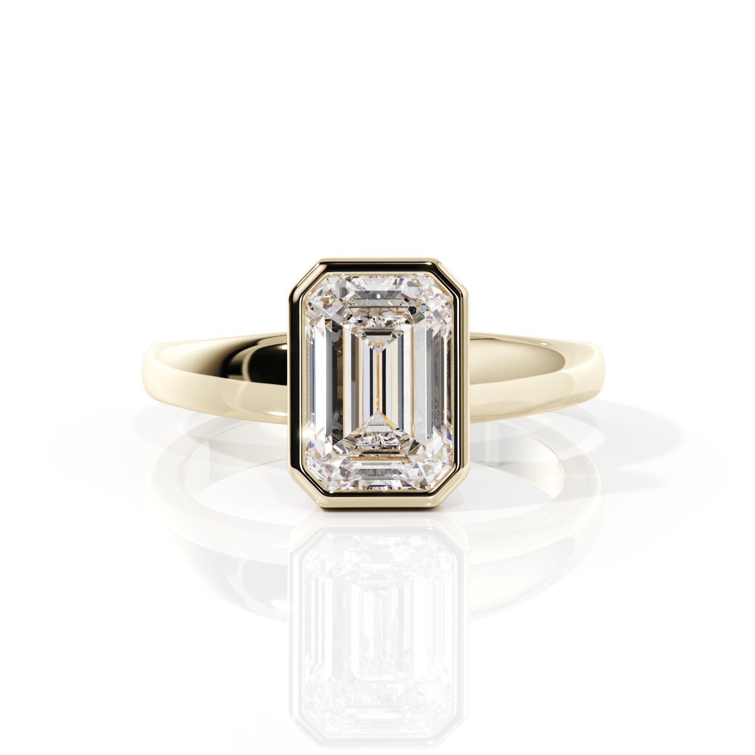 wide band Emerald cut diamond engagement ring. 2.5ct diamond