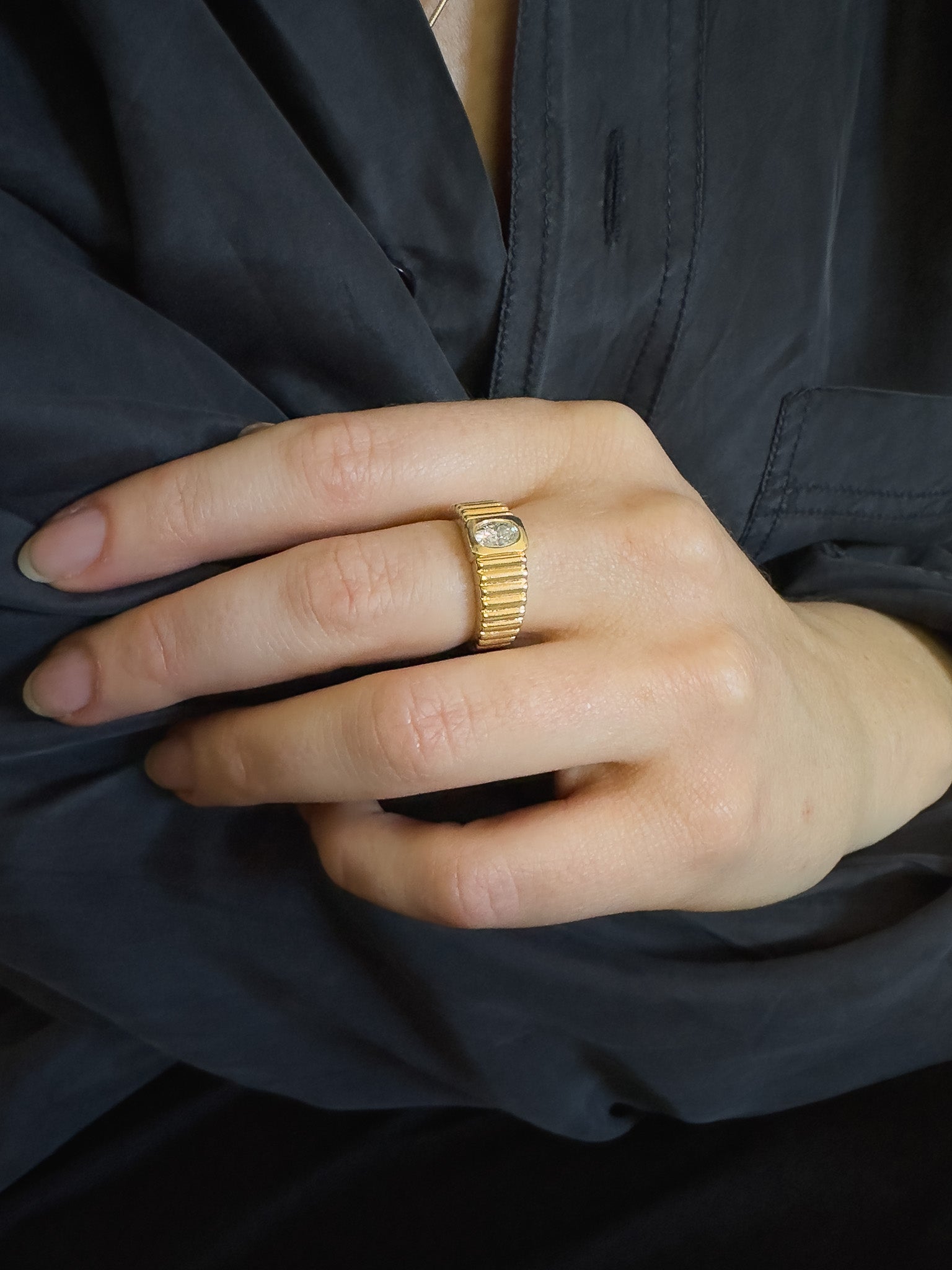 Gold Ribbed Ring