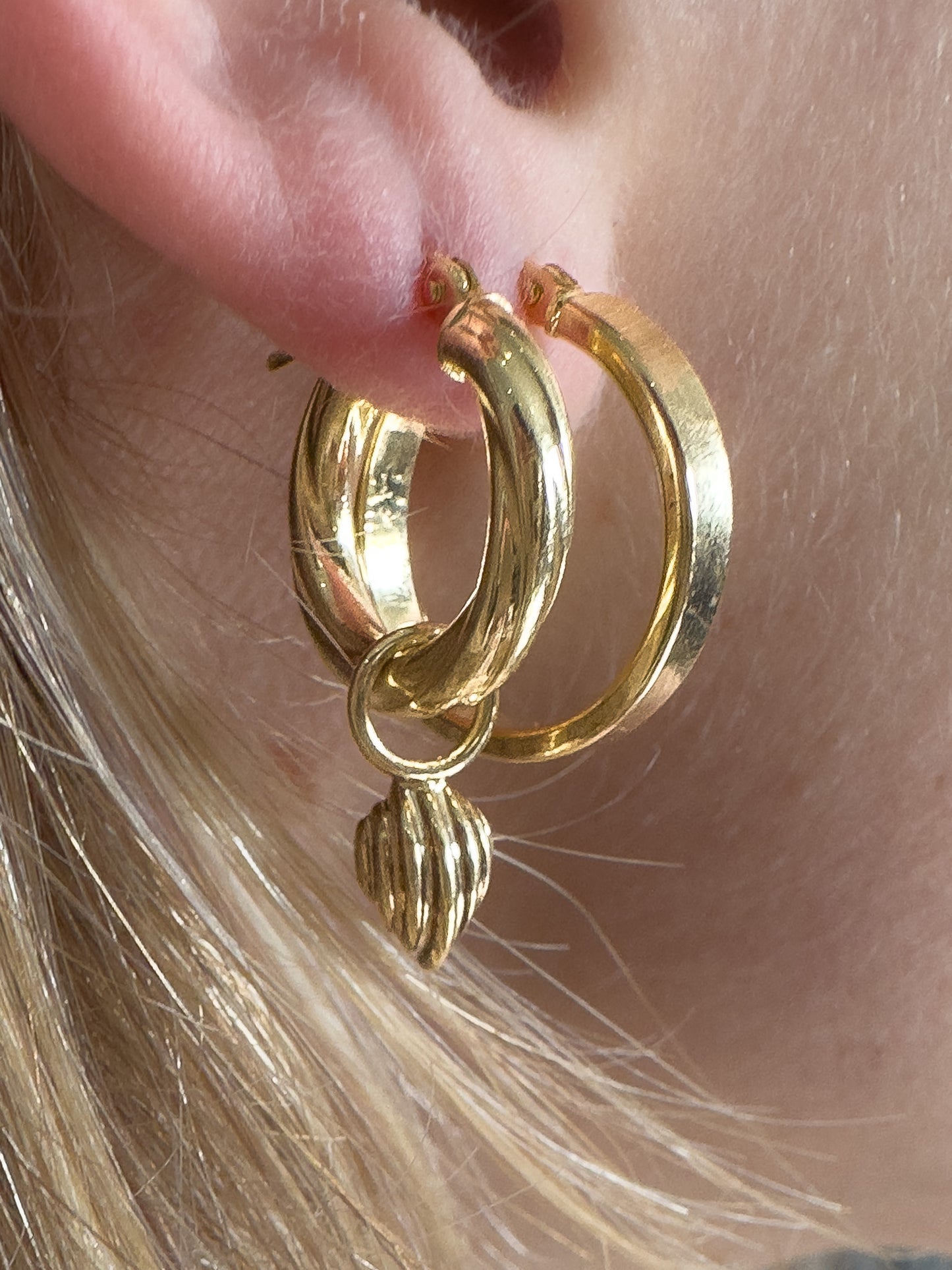 Scallop Charm Hoop Earrings