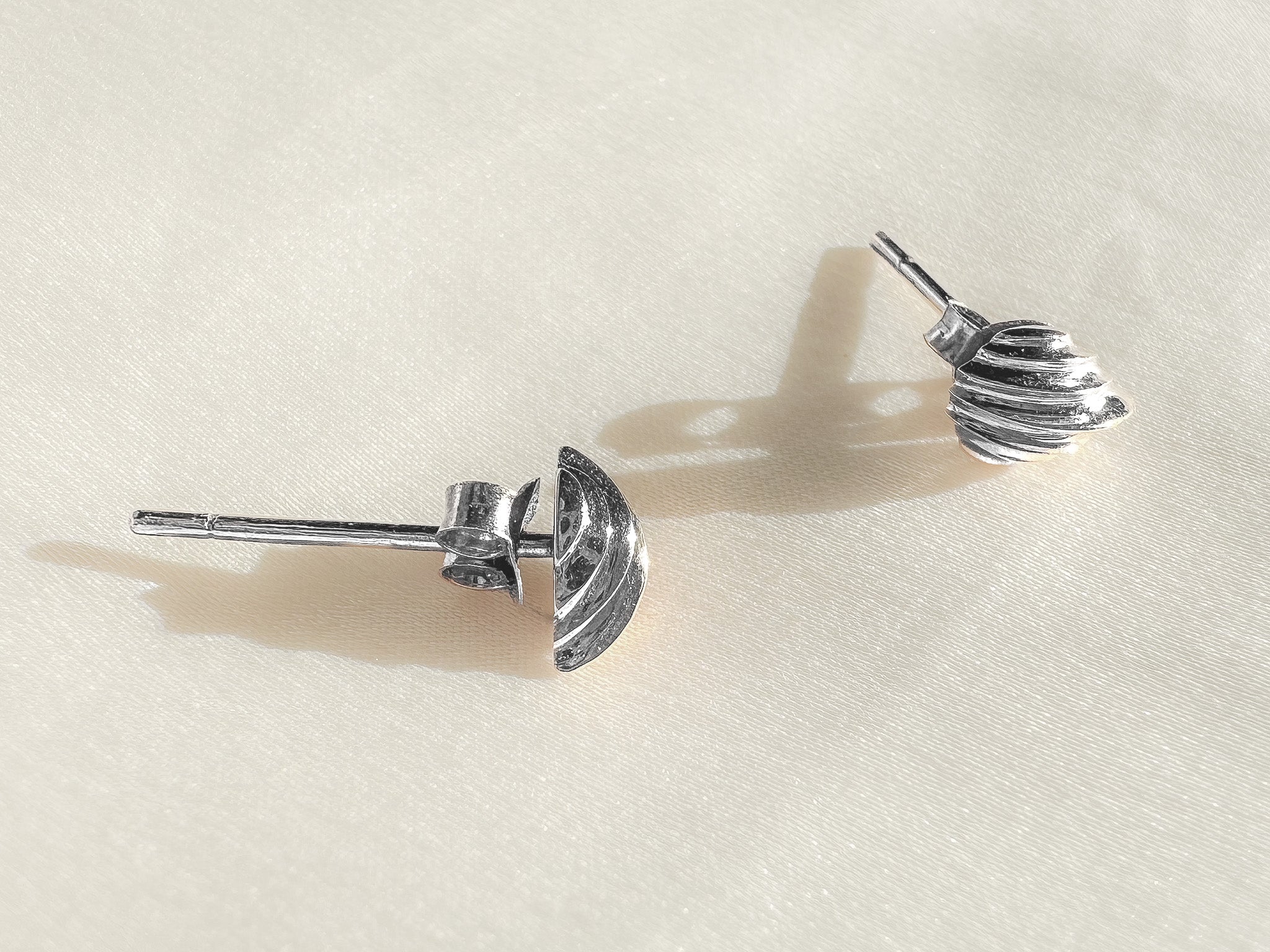 Silver Scallop Stud Earrings