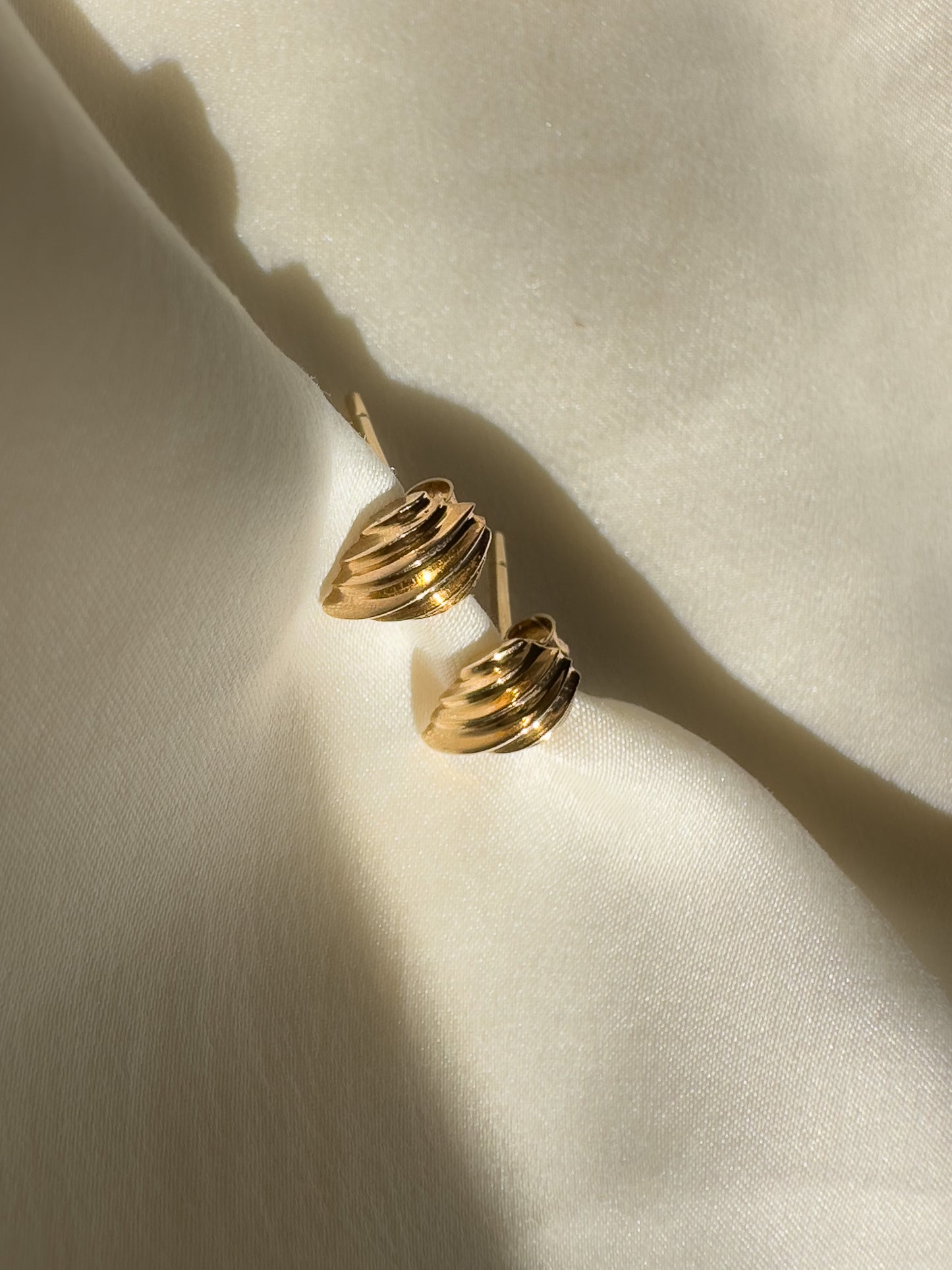 Gold Scallop Stud Earrings