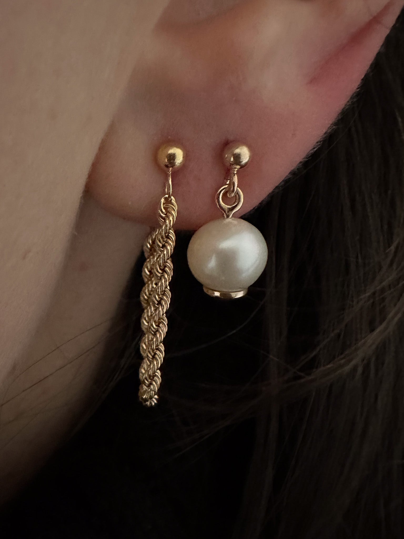 9ct. Gold Solitaire Pearl Earrings