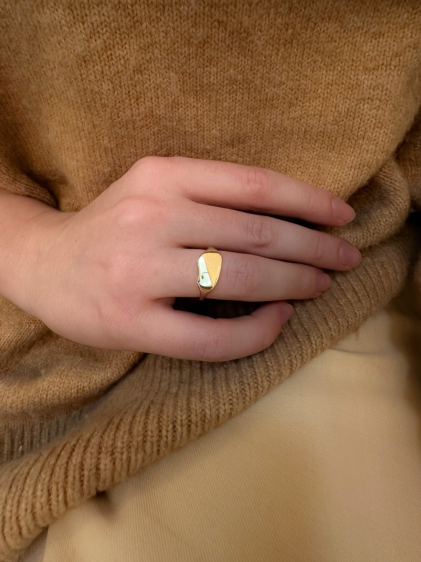 Gold Bean Signet Ring