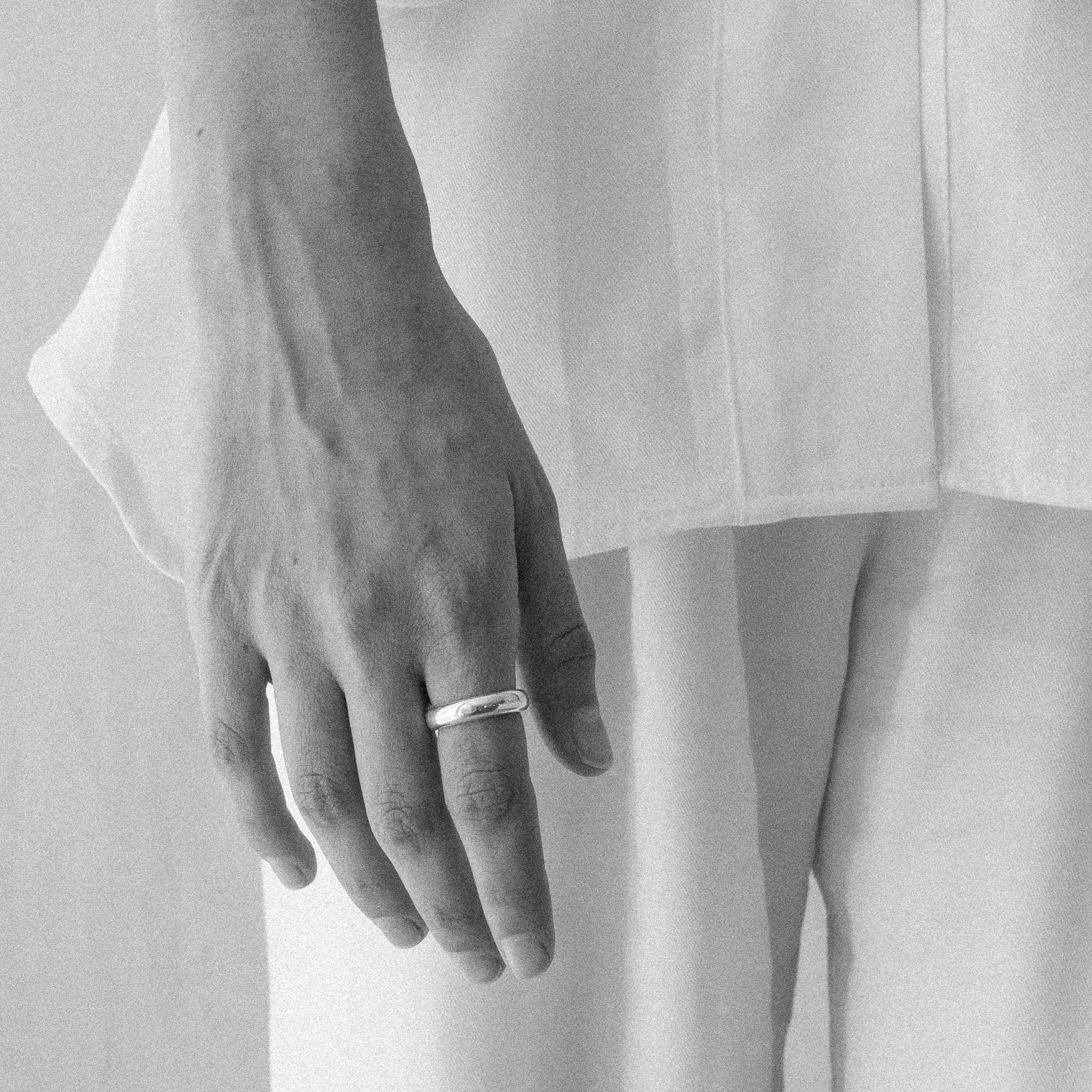 minimalist jewellery. solid silver half round band. Sterling silver ring.