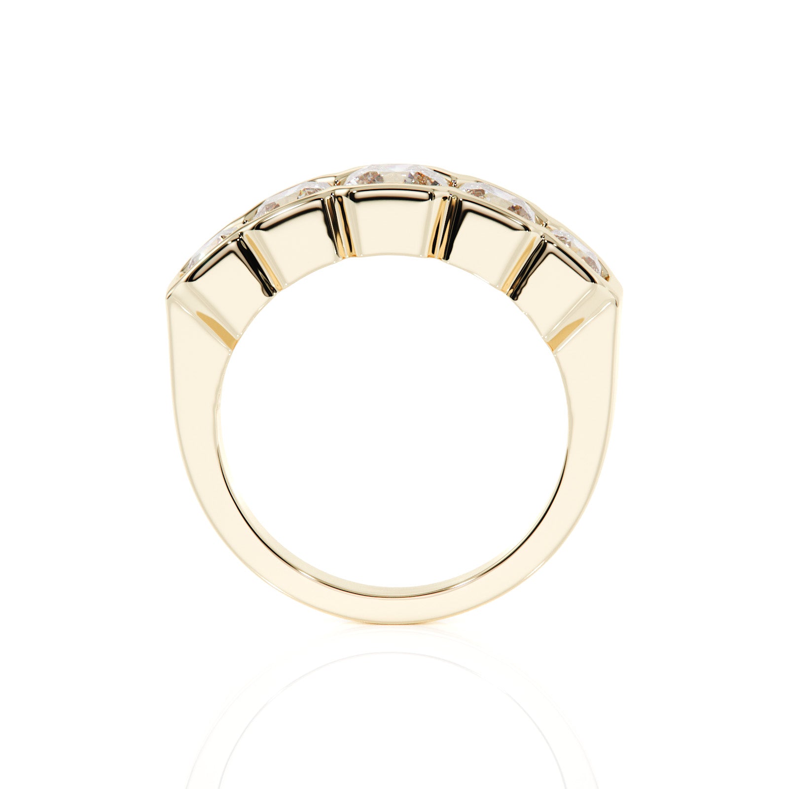 Gold ring with gemstones on a white background