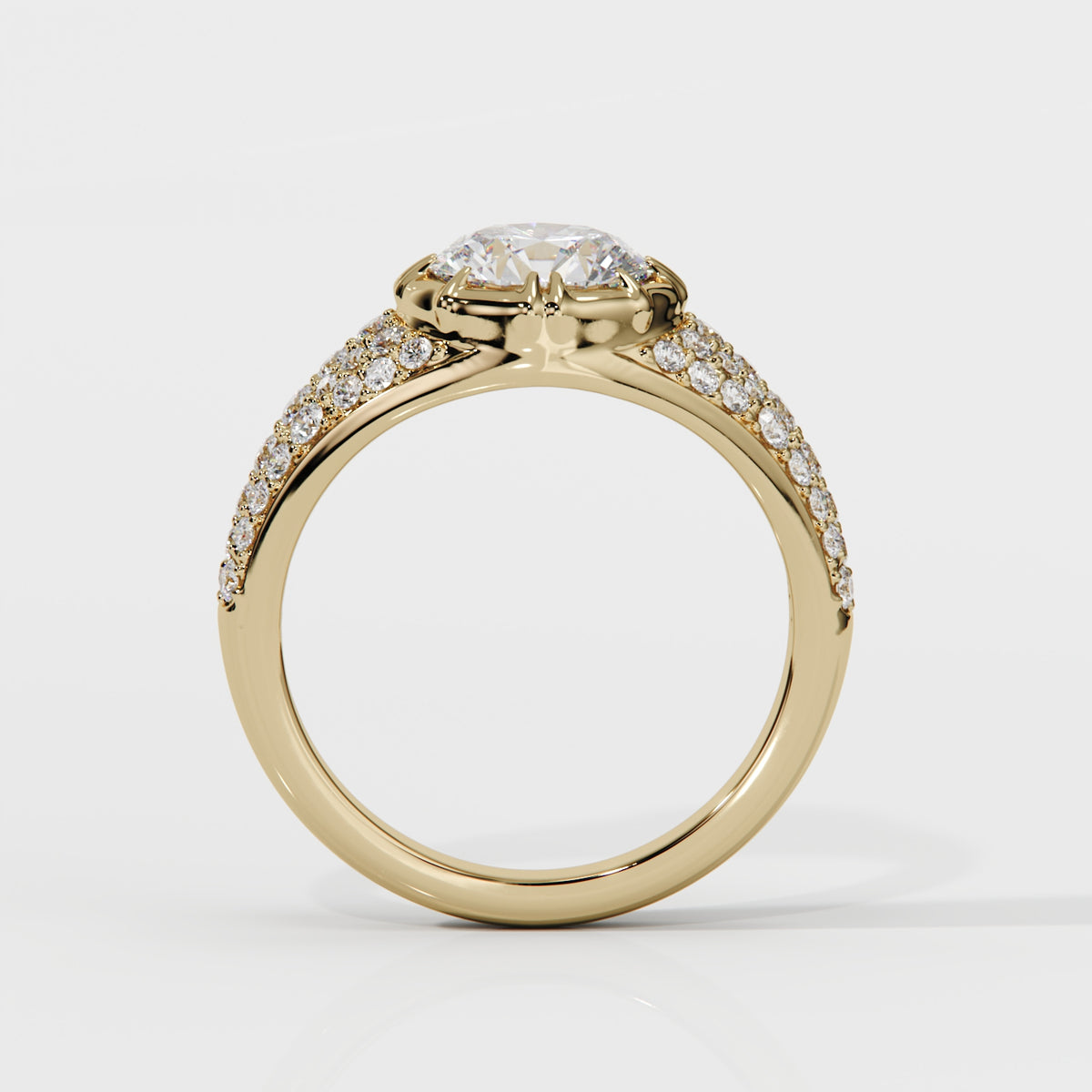 pavé diamond ring. round centre diamond in claw setting. Cape Town jewellery 