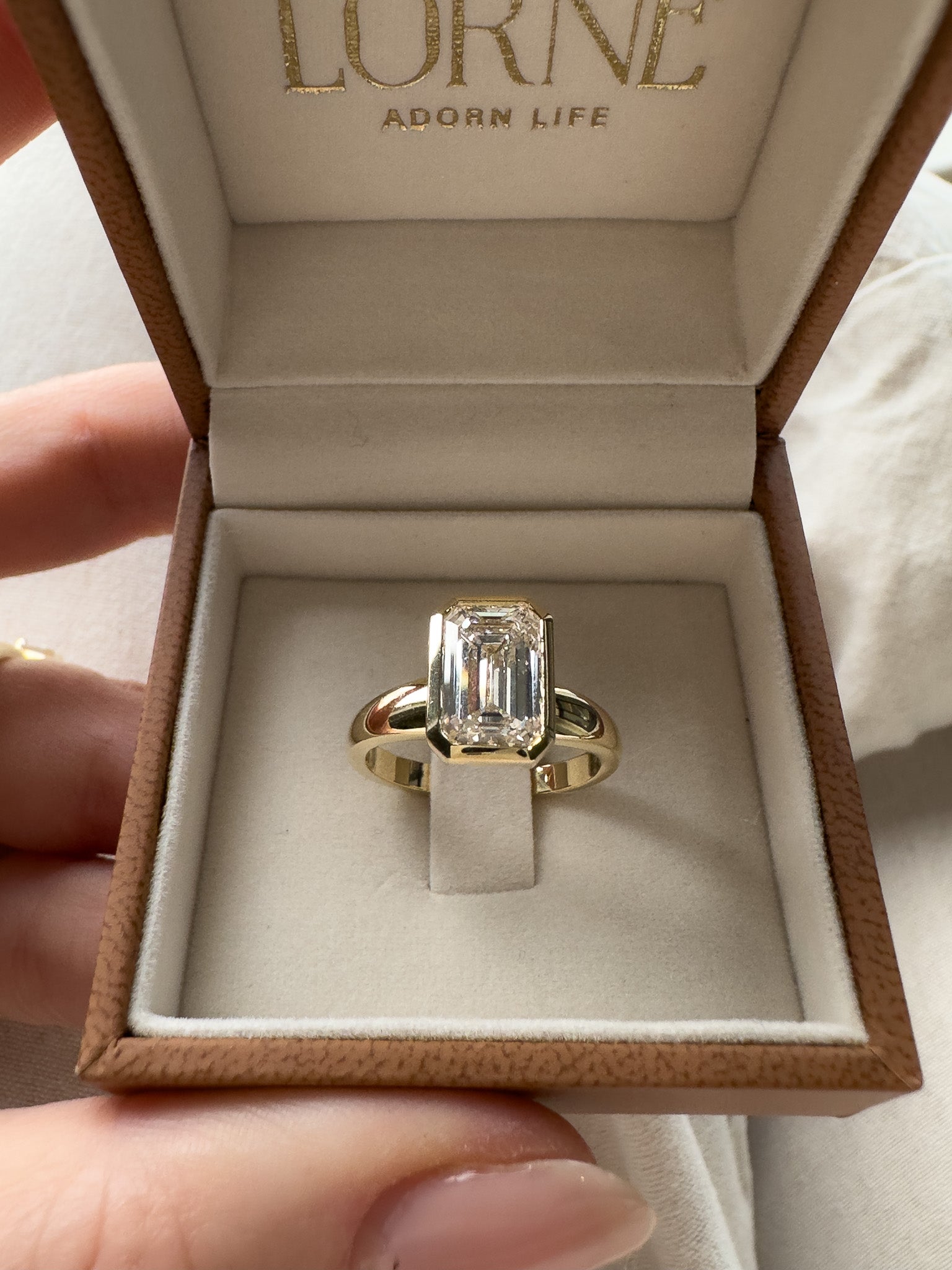 wide band Emerald cut diamond engagement ring. 2.5ct diamond